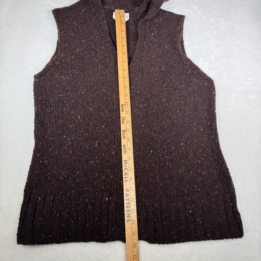 Talbots Woman Brown Speckled Knit Zip Up Wool Blend Hooded Vest 1X Made in Italy - Picture 8 of 8